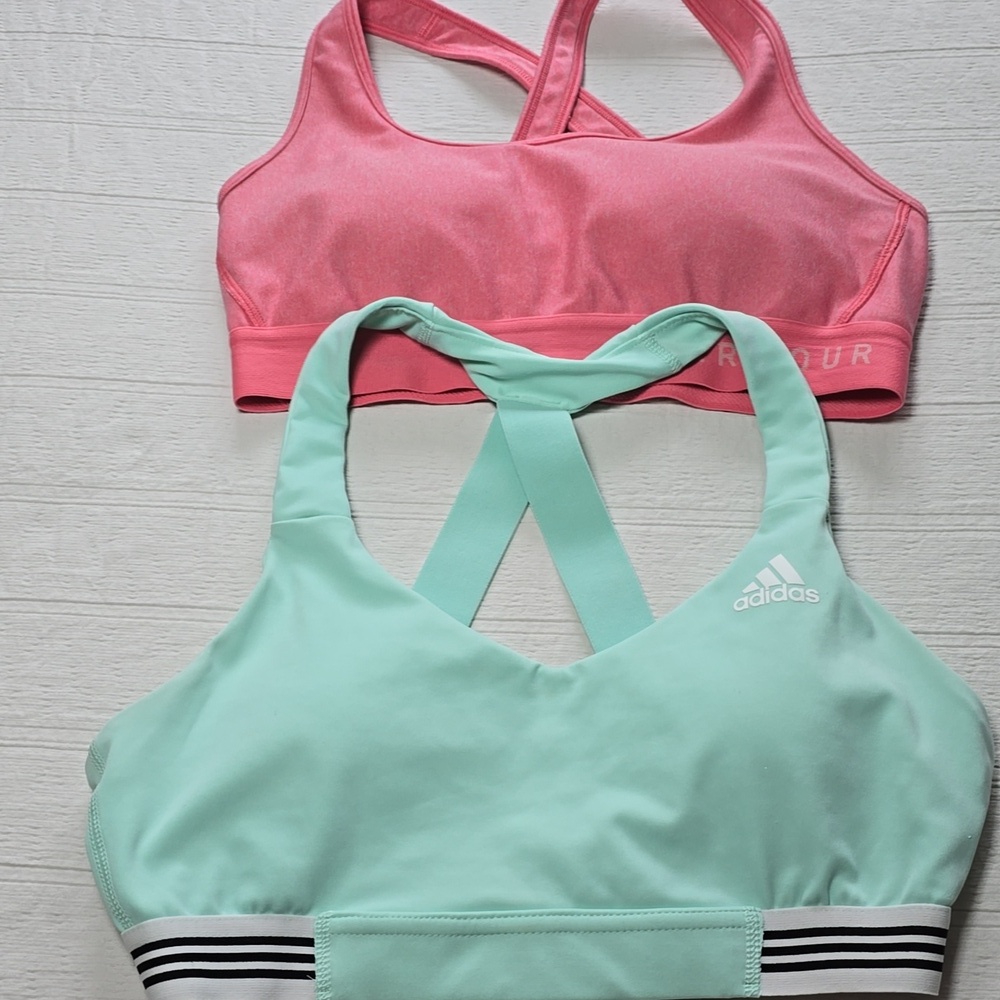 Under Armour & Addidas Pastel Sports Bra Set of 2 - Size Small - Picture 10 of 10